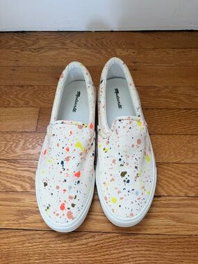 Madewell Canvas Shoes in White with Multicolor Paint Splatter